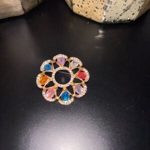Multicolor Gemstone Flower Brooch